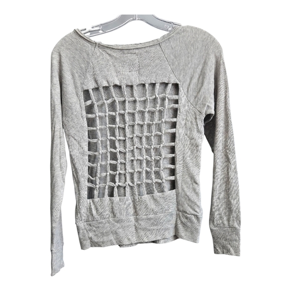 NWT Chaser Heather Gray Long Sleeve with Lattice Open Back Tee, XSMALL - Picture 2 of 5